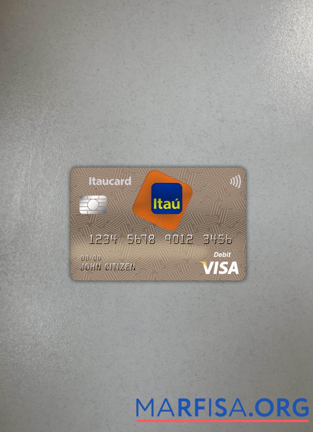 Blank Brazil Itaú bank visa card debit photolook front sample